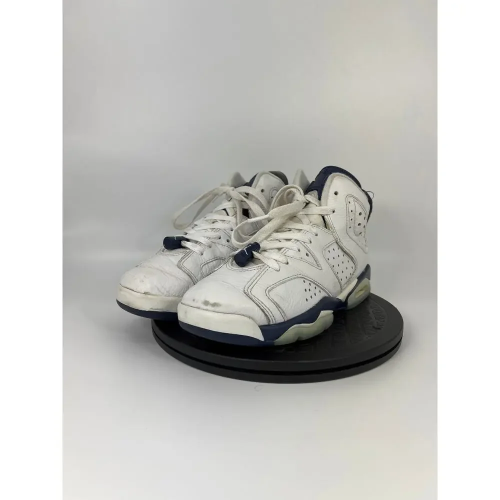 Nike Air Jordan 6 Retro 'Midnight Navy' Basketball Shoes Size 6Y White Blue_2
